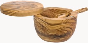 Recipientes de sal em madeira de oliveira com tampa e colher Logan, conjunto de 2