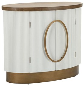 Aparador Tolosa com 2 Portas – 79x48x67 cm – Branco, Castanho e Dourad