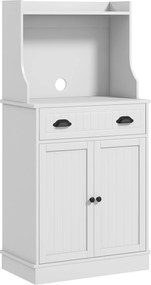HOMCOM Móvel Armário Micro Ondas para Cozinha com Espaço Aberto 1 Gaveta e Armário 2 Portas 61x35x125,4 cm Branco | Aosom Portugal