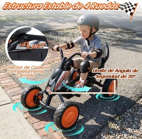 Kart a pedais para crianças com assento ajustável em 2 posições para crianças dos 3 aos 8 anos Capacidade de carga de 30 kg Preto