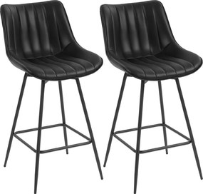 HOMCOM Conjunto de 2 Bancos de Bar Giratórios com Encosto Curvado e Apoio para os Pés Estofados em PU 47x54,5x97,5 cm Preto | Aosom Portugal