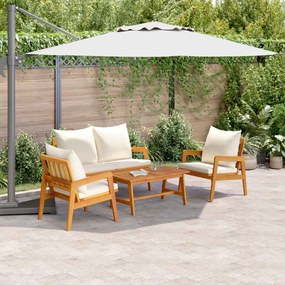 vidaXL Conjunto bistro 4 pcs Marrom e Creme Madeira Sólida de Acácia