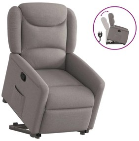 vidaXL Poltrona reclinável elevatória tecido cinzento-acastanhado