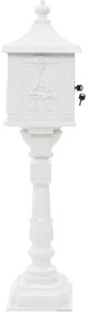 Caixa correio pedestal vintage alumínio inoxidável branco
