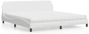 vidaXL Cama com colchão 200x200 cm couro artificial branco