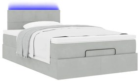 Estrutura de cama otomana com colchão cinza claro Veludo