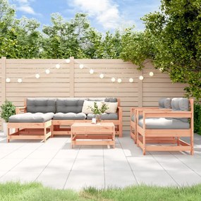 7 pcs conjunto lounge de jardim madeira de douglas maciça