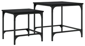 Mesas de centro de encastrar 2 pcs derivados de madeira preto