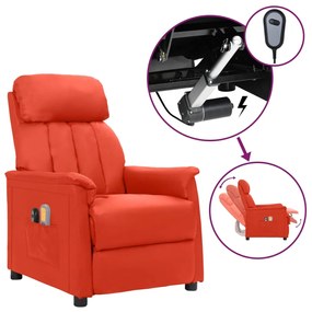vidaXL Poltrona de massagens elétrica couro artificial vermelho