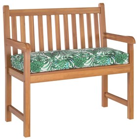 vidaXL Almofada de palete para banco Padrão de folhas 100 x 40 x 8 cm