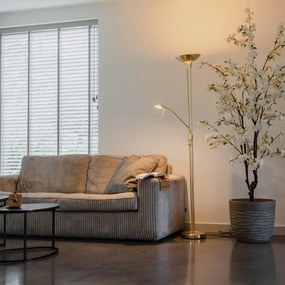 Candeeiro de pé moderno em latão com candeeiro de leitura incl. LED Dim to Warm - Diva