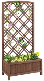 Floreira com Treliça de Madeira Caixa de Plantio com Suporte para Plantas Trepadeiras para Jardim varanda Pátio 60x30x122,5cm Madeira