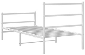 Estrutura de cama com cabeceira e pés 90x200 cm metal branco