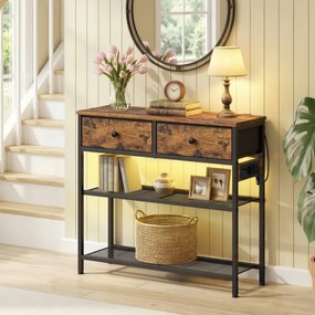 Mesa consola com 3 gavetas 76,7 x 30 x 78,7 cm castanho vintage