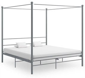 325071 vidaXL Estrutura de cama com dossel 200x200 cm metal cinzento