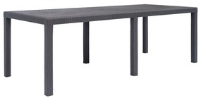 45609 vidaXL Mesa de jardim 220x90x72cm plástico castanho com aspeto de vime
