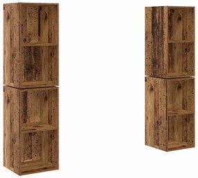 Gabinete de TV de Parede 4 pcs Madeira Antiga 37 x 37 x 72 cm