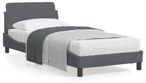 vidaXL Estrutura de cama sem colchão 90x200 cm veludo cinzento-escuro