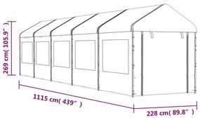 Gazebo com telhado 11,15x2,28x2,69 m polietileno branco