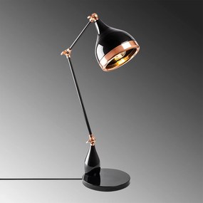 Candeeiro de Mesa Yildo – Preto e Cobre – 15 x 30 cm