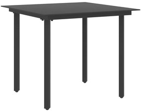 3 pcs conjunto de jantar para jardim vime de PVC preto