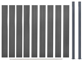 Conjunto de painéis de vedação 180x186 cm WPC cinzento