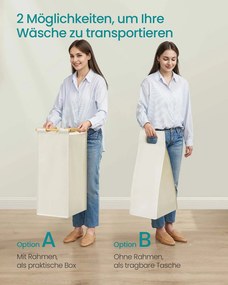 Cesto da roupa suja com vários compartimentos e prateleiras práticas 94 x 33 x 98 cm Creme