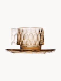 Coffee Cups with Saucers Jellies with A Textured Pattern, Set of 4