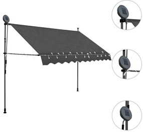 Toldo retrátil manual com LED 300 cm antracite