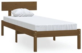 Estrutura cama solteiro UK 90x190 cm pinho maciço castanho-mel