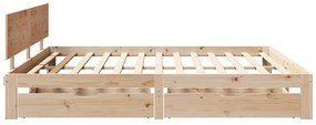 Estrutura de cama c/ gavetas 180x200 cm madeira de pinho maciça