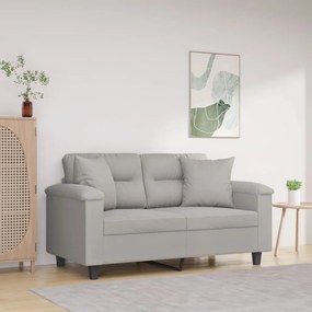 vidaXL Sofá 2 lugares c/ almofadões 120 cm microfibra cinza-claro