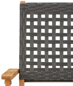3 pcs conjunto de bistrô vime PE e madeira maciça preto