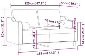 Sofá 2 lugares + almofadas decorativas 120 cm tecido castanho