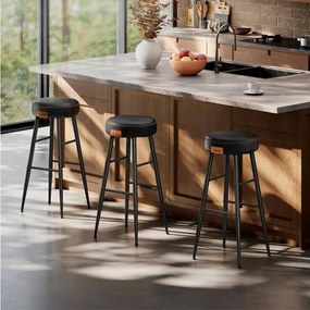 Conjunto 4 Bancos de bar Coleção EKHO 51,6 x 51,6 x 76,20 Cm Preto