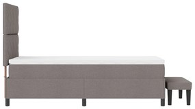 Cama Box Spring com Colchão &amp; Banco Taupe 90x190 cm Tecido