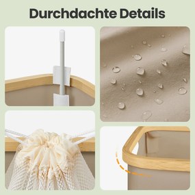 Cesto da roupa suja 65 L com tampa 150 L 42 x 22,5 x 70,5 cm castanho camelo