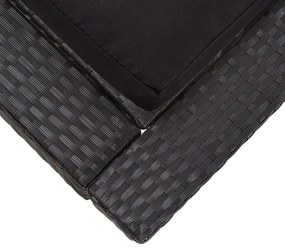 Espreguiçadeira para 2 pessoas com almofadão vime PE preto