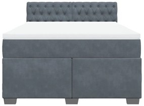 Cama com molas/colchão 160x200 cm veludo cinzento-escuro