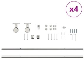 Kit ferragens p/ porta deslizante 366cm aço inoxidável prateado