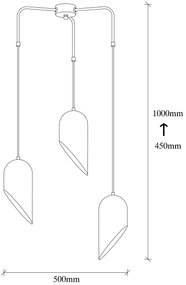 Candeeiro de Teto Kesik – Preto e Dourado – Diâmetro 52 cm, Altura 100