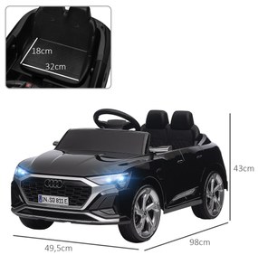 Carro Elétrico para Crianças Carro Audi Q8 Etron Sportback Infantil 12V Faróis Buzina e Música 98x49,5x43 cm Preto