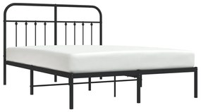 Estrutura de cama em metal com cabeceira 150x200 cm preto