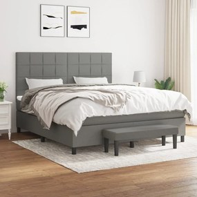 vidaXL Cama com molas/colchão 160x200 cm tecido cinzento-escuro