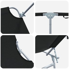 Espreguiçadeiras Dobráveis 2 pcs com Teto Preto Tecido Oxford 600D
