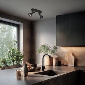 Foco de teto moderno preto ajustável de 2 luzes - Triangle