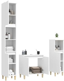3 pcs conjunto móveis casa de banho derivados de madeira branco