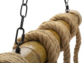 "Candeeiro de Teto Boho Chic - Metal, Bambu e Corda - 120 cm - 6 Ponto