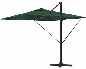 Guarda-Sol Cantiléver Roma com LEDs - Verde, 286 x 285 x 270 cm de Alu