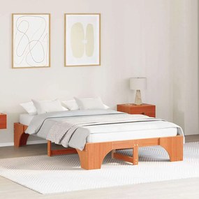 vidaXL Estrutura da Cama Marrom Cera 140 x 190 cm